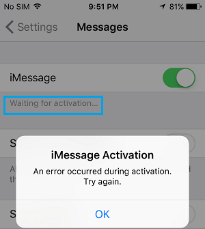 iMessage waiting for Activation Error Fix